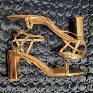 Womens US 15 gold strappy heels